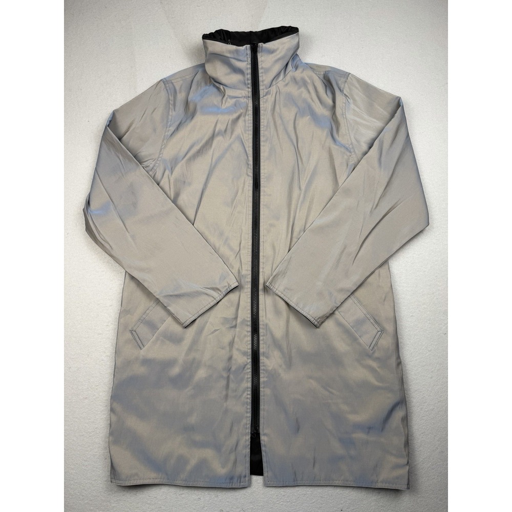 Vintage Mycra Pac Now Raincoat Women's S/M Gray Hooded Full Zip Made USA